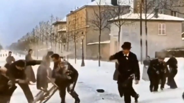 Walka na śnieżki w Lyonie sprzed 125 lat. Francja, 1897 rok