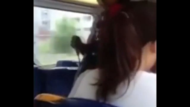 Rozbrojenie agresywnej czarnoskórej kobiety, która wymachuje nożem w pociągu