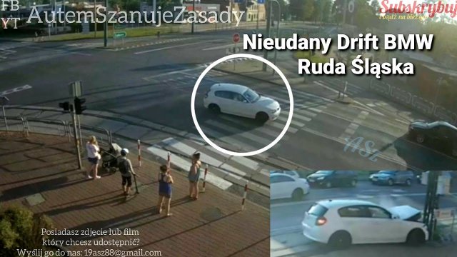 Nieudany Drift BMW na skrzyżowaniu w Ruda Śląska - Business Control MONITORING