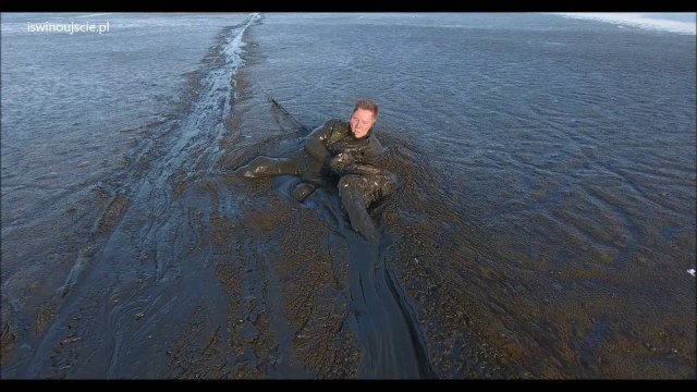 Polak ratuje bezbronnego orła z błotnistej mazi.