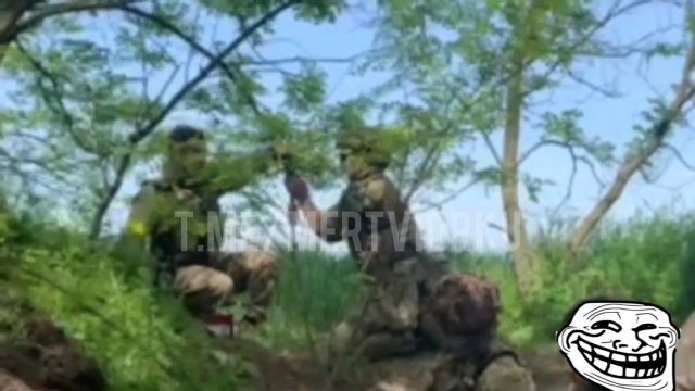 Ukraiński brygada obsługująca drony zrzucaja granaty na rosyjską piechotę