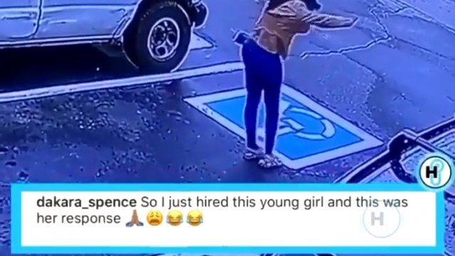 Dziewczyna tańczy po tym jak dostała pracę