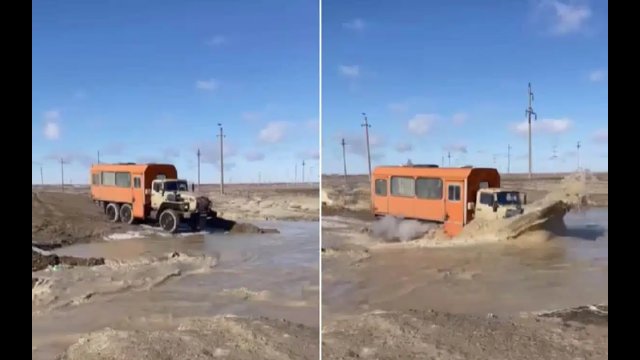 Rosyjski kierowca próbował przejechać przez rzekę. Bardzo szybko pożałował tej decyzji