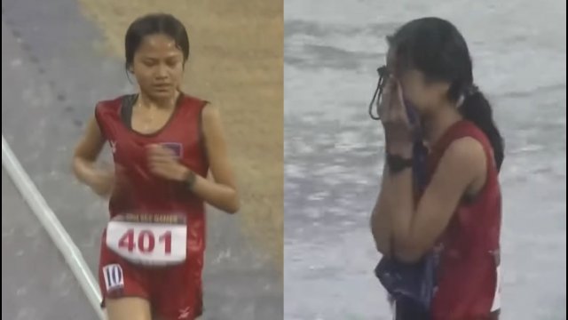 Niezwykła ambicja biegaczki z Kambodży. Dobiegła do mety ostatnia w strugach deszczu [WIDEO]