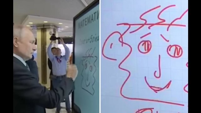 Putin narysował uśmiechniętą buźkę. Psychiatrzy: "To dzieło psychopaty" [WIDEO]