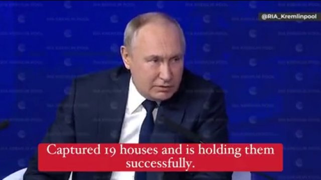 Putin chwali armię rosyjską: "Z sukcesem zajęli i utrzymali 19 domów w Avdiivce" [WIDEO]