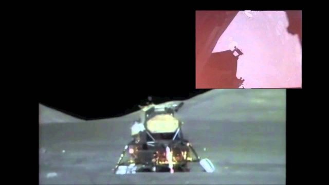 Opuszczenie powierzchni księżyca przez załogę Apollo 17 nagrane z pokładu LRV