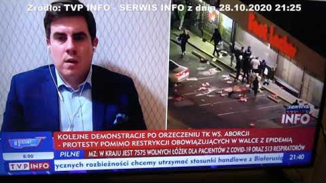 MAnipulacja w TVP Info mowią o protestach w Polsce w tle zamieszki w USA.