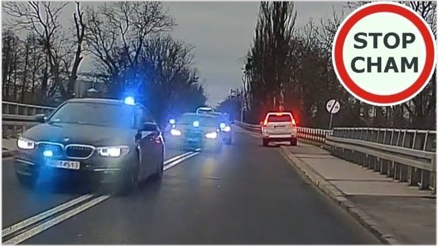 Policja i SOP spycha z drogi. Przecież kierowcy mogą zjechać na chodnik.