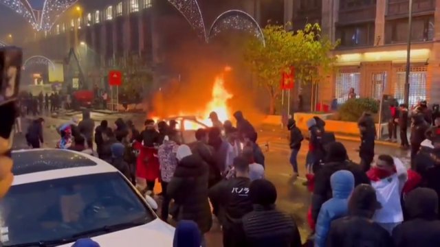 Kibice Maroka wywołali zamieszki w Brukseli (Belgia) po przegranej Belgii z Marokiem