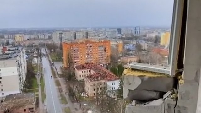 Smutna panorama z okna mieszkania w Czernihowie