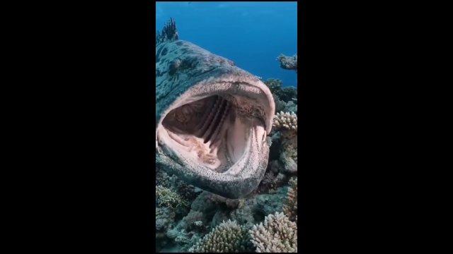Gigantyczny morski potwór z otwartą paszczą. W ten sposób poluje na ofiarę [WIDEO]