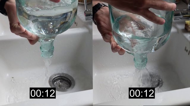 Szybsze wylewanie wody poprzez wytworzenie wiru wodnego
