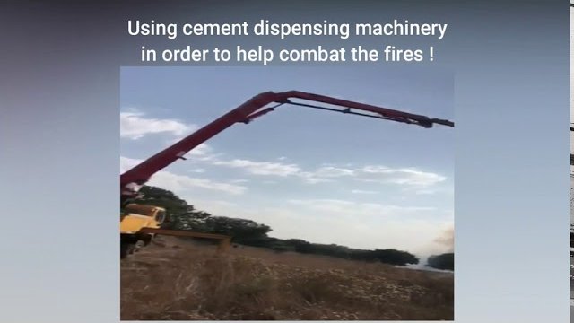 Używanie pompy do betonu jako ogromnego węża do gaszenia pożaru