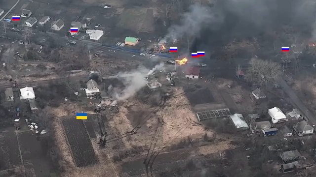 Ukraiński czołg vs rosyjska kolumna