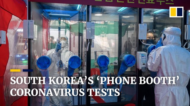 Obywatele Korei robią testy na koronawirusa w budkach telefonicznych