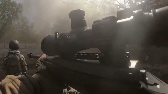 Praca ukraińskiego strzelca z pierwszej osoby