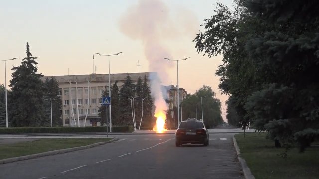 Wybuch pocisku w centrum Kramatorska