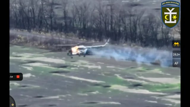 Rosyjski Mi-8 zestrzelony z zestawu przeciwlotniczego