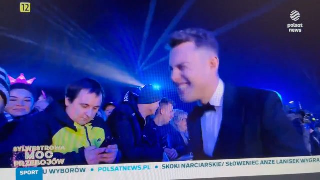 Adam Zdrójkowski próbował rozkręcić imprezę na Sylwestrze Polsatu