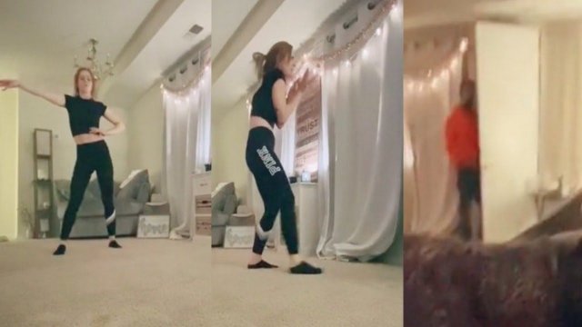 Stalker włamuje się do mieszkania dziewczyny gdy ta nagrywa taniec
