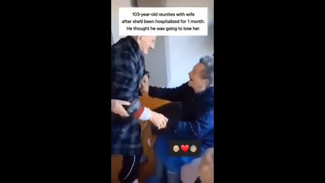 103-letni mężczyzna ze wzruszeniem wita ukochaną żonę, której nie widział przez miesiąc