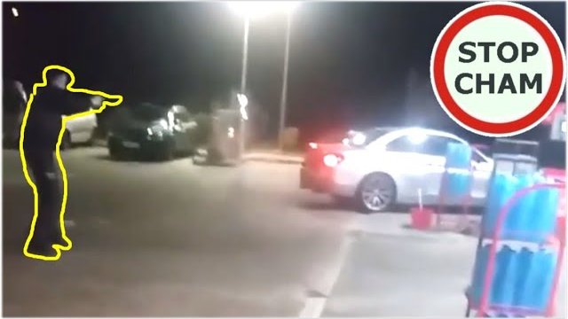 Strzały na stacji... Kobieta w BMW demoluj stacje benzynową i nieudolna Policja