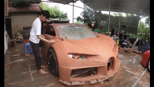 Wietnamska replika Bugatti Chiron. Zbudowali ją z gliny, gipsu i taśmy klejącej [WIDEO]
