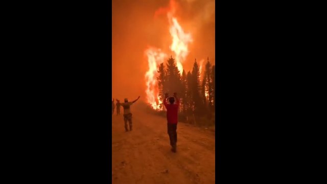 Dramatyczne nagranie: Kanadyjczycy uciekają przed śmiertelnymi pożarami lasów