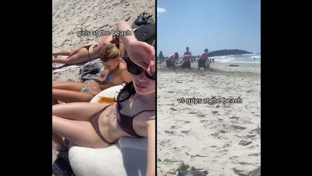 Jak na plaży bawią się kobiety, a jak bawią się faceci [WIDEO]
