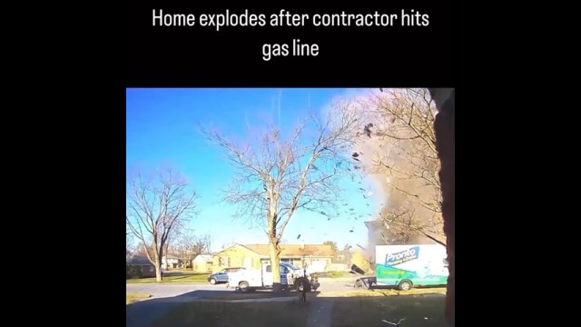Dom eksploduje po tym, jak wykonawca podczas prac przebił przewód gazowy